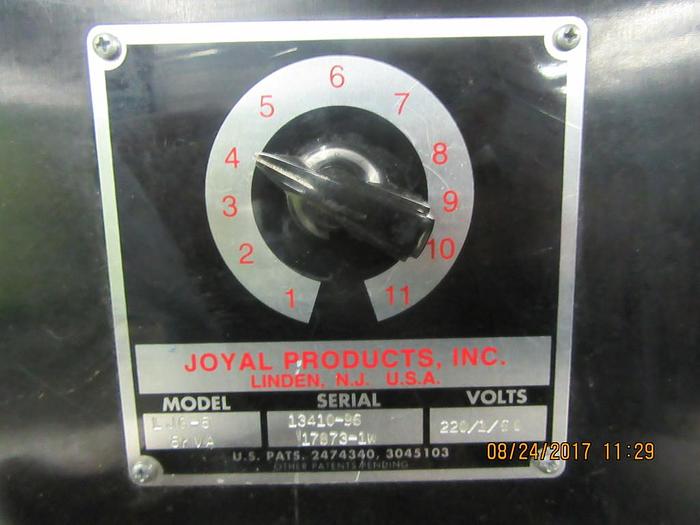 Used 1975-300 JOYAL MDL. L1G-5 5KVA BUTT WELDER WITH JOYAL MICRO PROCESSOR WELDING CONTROL