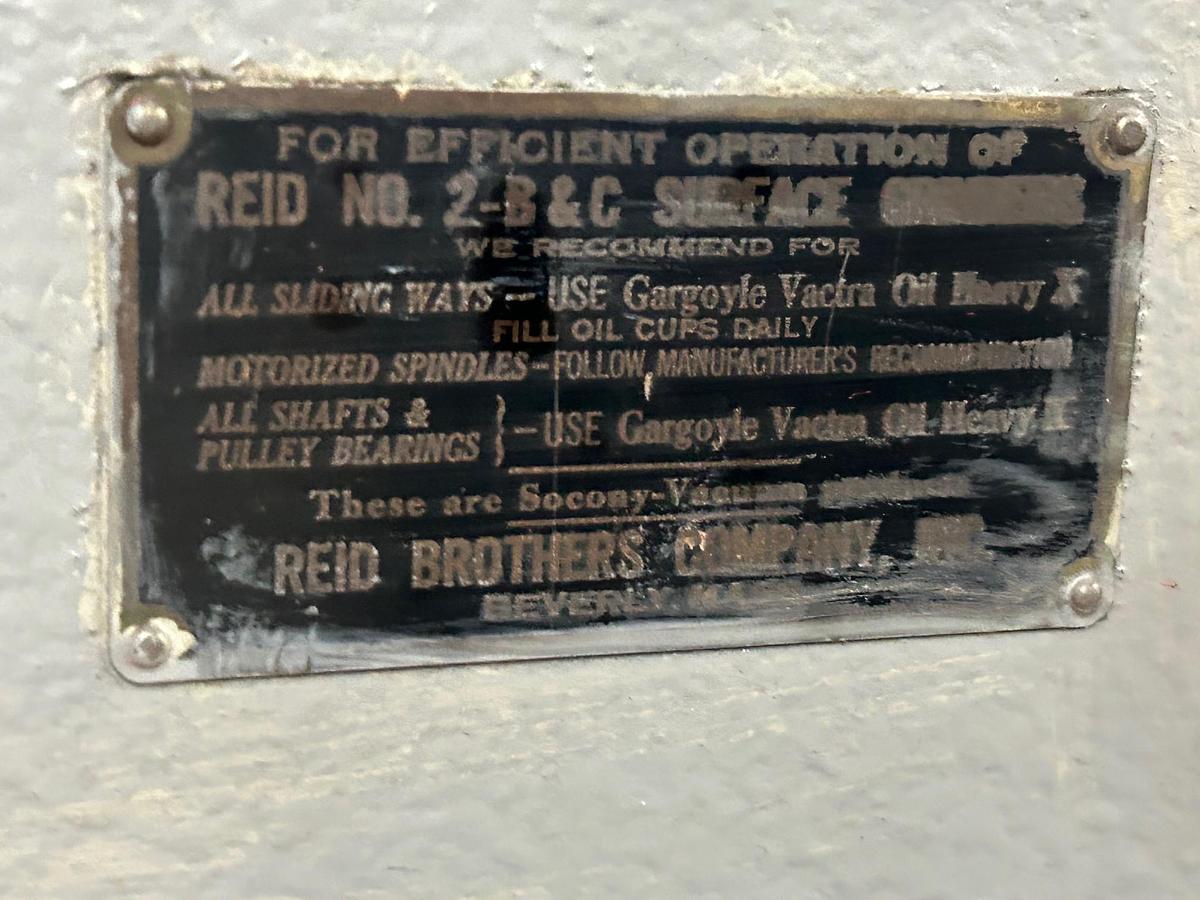 Used  Reid No. 2-B 6"X 18" 3Ph Reciprocating Grinder with B&S Magnetic Chuck