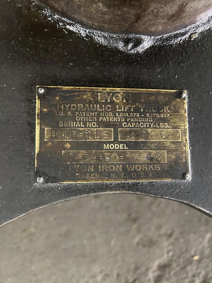 Used Vintage - Lyon Iron Works Hydraulic Lift Truck / Welding Table