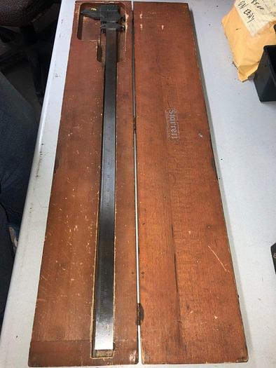Used 3371-385 VINTAGE L.S. STARRETT 25″ VERNIER CALIPER No. 122-INSIDE-OUTSIDE MADE IN USA WOOD CASE