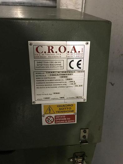 Used 3026-140 CROA Power Draw Bench / Chain Extruder 1500KG Traction Power with Variable Speed Drive