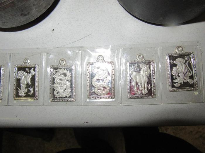 Used 2033-390 Chinese Zodiac Charms 1″ x 5/8″ Pendant Shaped Zodiac Signs – Full Set