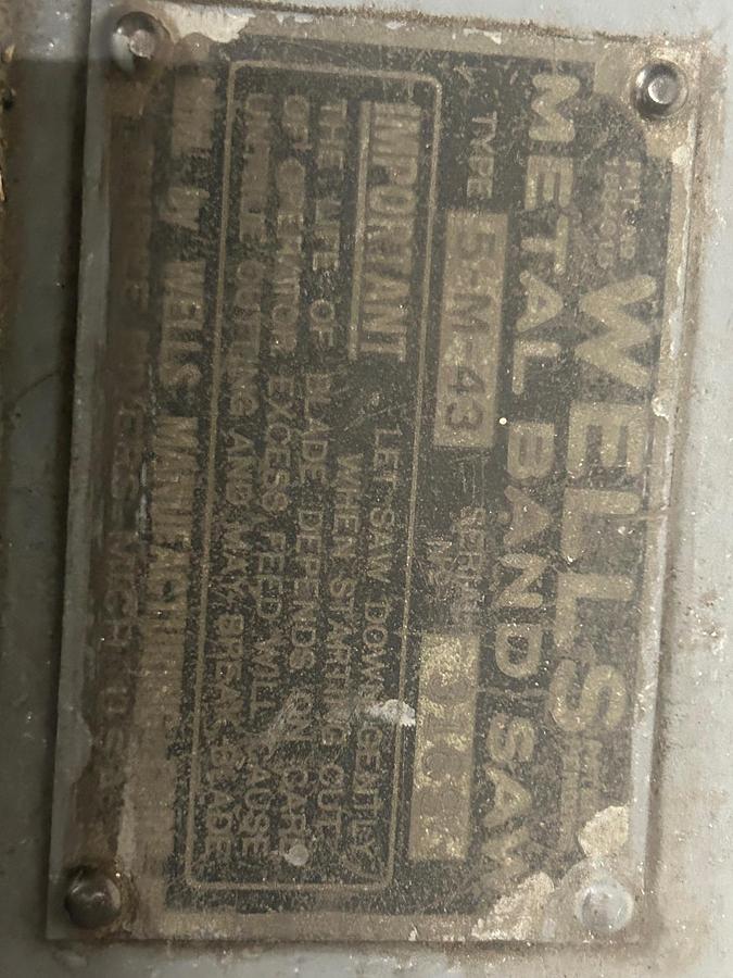 Used Wellsaw 5M 5" x 10" Horizontal Metal Cutting Band Saw