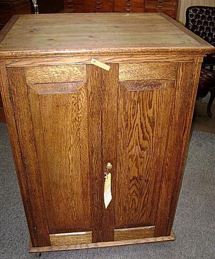 Used 5526-385 Antique Original Oak Starrett Tools Display Cabinet with Tool Collection