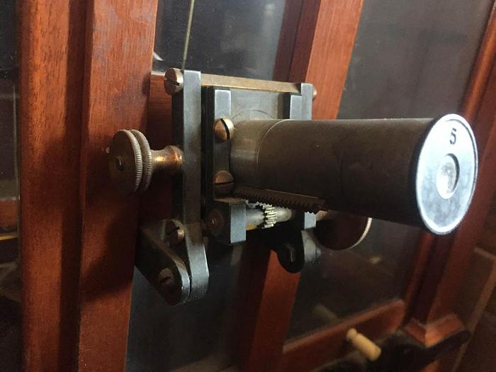 Used 0130-385 Christian Becker Inc Wood & Glass Case Balance Beam Scale