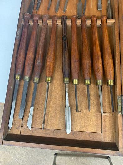 Used 5984-385 Antique Holtzapffel & Co Ornamental Lathe 36 Turning Tools Chisel Set, London