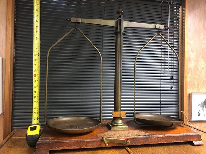 Used 2899-385 Antique H. Kohlbusch Balance Beam Scale with Set of Weights Circa 1890