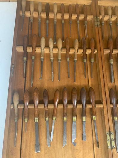 Used 5982-385 Antique Holtzapffel & Co Ornamental Lathe 54 Turning Tools Chisel Set, London