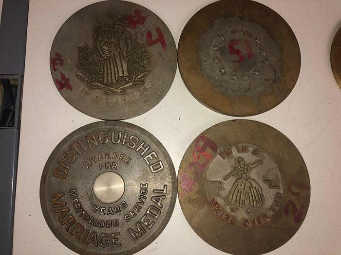 Used 3444-700 Assorted Group Lot of 50 Antique Mixed Master Brocading Templates – Steel, Bronze and Brass Material