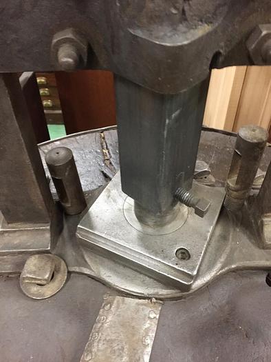 Used 2644-385 Antique Rare Hand Operated Screw/Fly Press with Round Wood Base Circa 1880
