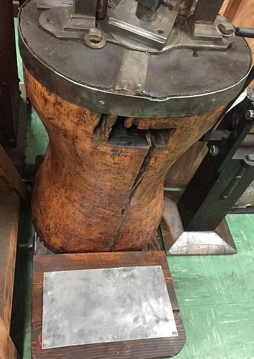 Used 2644-385 Antique Rare Hand Operated Screw/Fly Press with Round Wood Base Circa 1880