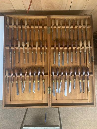 Used 5982-385 Antique Holtzapffel & Co Ornamental Lathe 54 Turning Tools Chisel Set, London