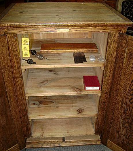 Used 5526-385 Antique Original Oak Starrett Tools Display Cabinet with Tool Collection