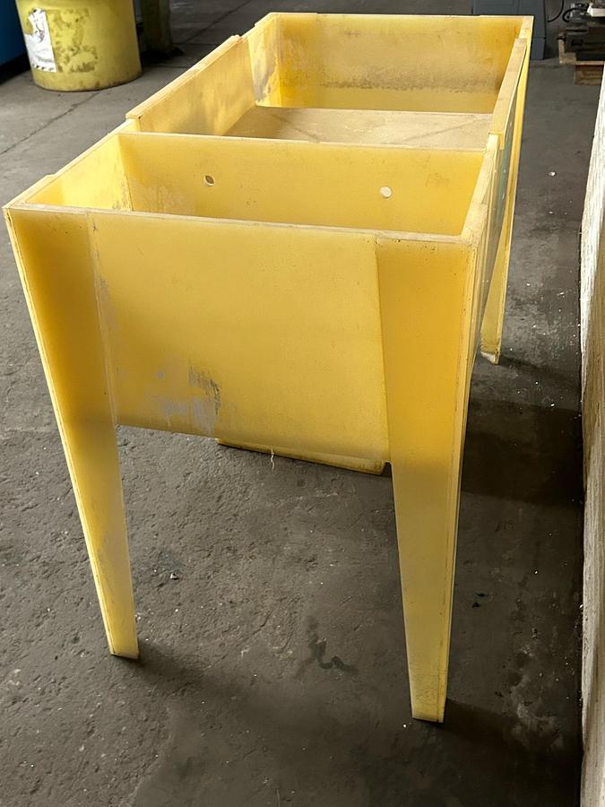 Used Polypropylene Custom Chemical Tank / Treatment Station on Legs with Drain and Catch Tank