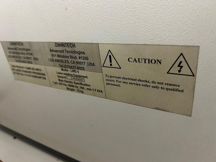 Used 3932-300 ZahnTech Professional Universal Jewelry Laser Welding System Benchtop LWD4 Recently Reworked