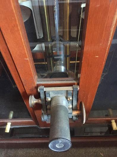 Used 0130-385 Christian Becker Inc Wood & Glass Case Balance Beam Scale