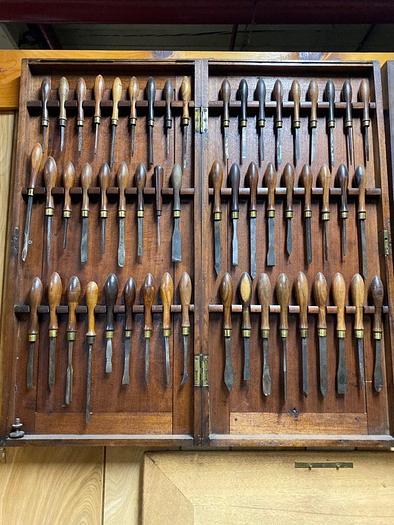 Used 7447-385 Antique Holtzapffel Ornamental Lathe Turning Tools Chisel Set, London -54 Each
