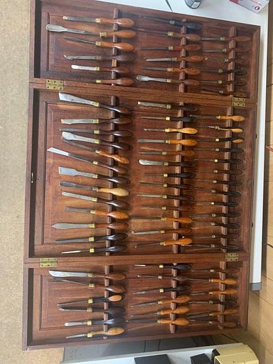 Used 5985-385 Antique Holtzapffel & Co Ornamental Lathe 75 Turning Tools Chisel Set, London