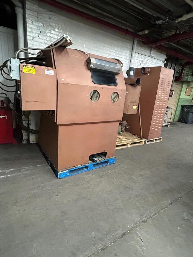 Used Zero Blast-N-Peen Special 220 Suction Blast Cabinet, Reclaimer, Dust Collector & Powered Turntable
