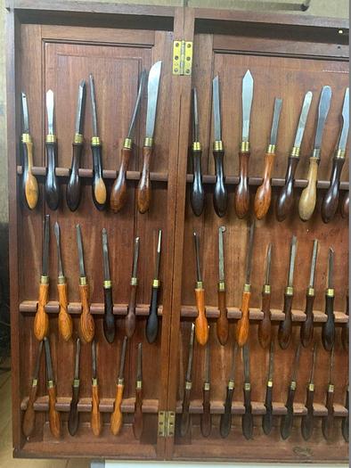Used 5985-385 Antique Holtzapffel & Co Ornamental Lathe 75 Turning Tools Chisel Set, London