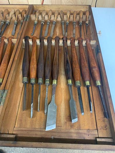 Used 5984-385 Antique Holtzapffel & Co Ornamental Lathe 36 Turning Tools Chisel Set, London