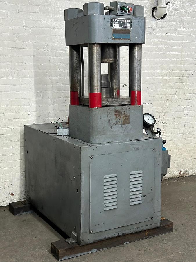 Used M&N Modern 500 Ton Clifton 4 Post Up Acting Hydraulic Hobbing Press, Metal Forming Copper Steel Gold