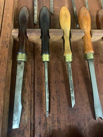 Used 5985-385 Antique Holtzapffel & Co Ornamental Lathe 75 Turning Tools Chisel Set, London
