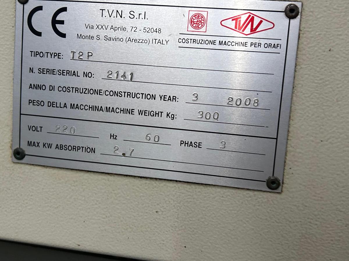 Used TVN Model T2/P Two Passages Bull Block Wire Drawing Machine, 5mm Max Gold Wire Input