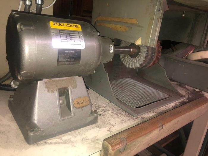Used 3178-340 Baldor Variable Speed Motor Polishing Set Up with Down Draft Table Work Bench