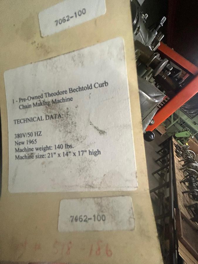 Used Small Theodore Bechtold (Germany) Curb Chain Making Machine
