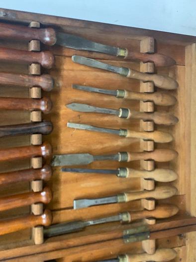 Used 5984-385 Antique Holtzapffel & Co Ornamental Lathe 36 Turning Tools Chisel Set, London