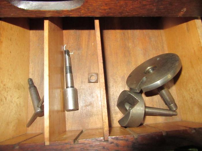 Used 5794-385 Antique American Watch Tool Co. Watchmaker’s Lathe with Wood Enclosure