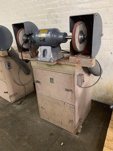 Used 3607-550 Baldor 1 HP, Double End Buffing Unit with Handler Dust Collector Base