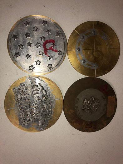 Used 3444-700 Assorted Group Lot of 50 Antique Mixed Master Brocading Templates – Steel, Bronze and Brass Material