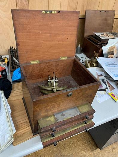 Used 5976-385 Antique Goniostat in Original Wood Chest for Holtzapffel Ornamental Turning Lathe