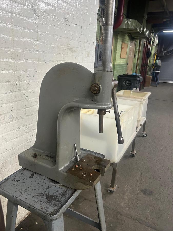 Used Greenerd #3 Hand Operated Arbor Press on H.D. Cast Iron Stand