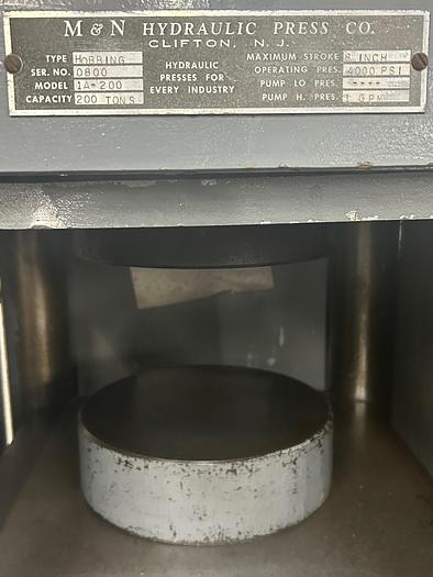 Used M&N - Modern 200 Ton Clifton 4 Post Up Acting Hydraulic Hobbing Press, Metal Forming Copper Steel Gold