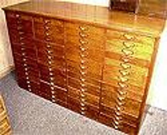 Used 8297-385 Antique Wood Parts Cabinet