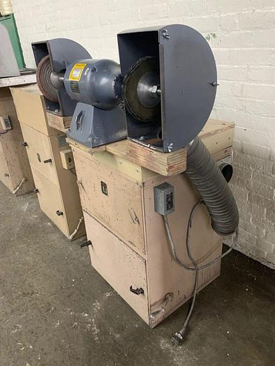Used 3600-550 Baldor 1 HP, Double End Buffing Unit with Handler Dust Collector Base