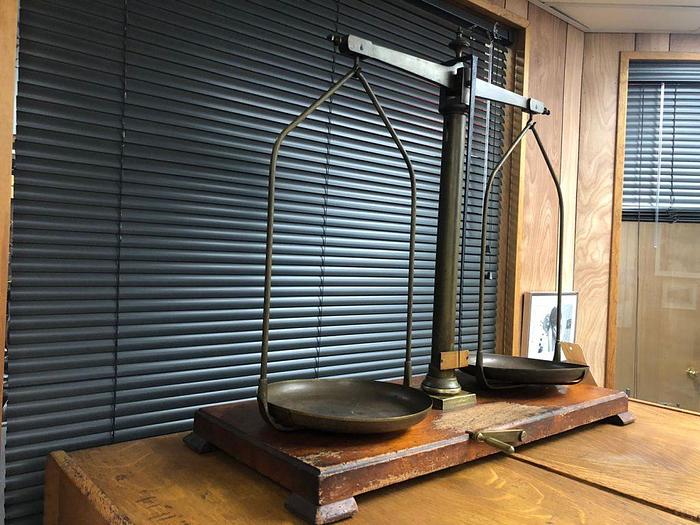 Used 2899-385 Antique H. Kohlbusch Balance Beam Scale with Set of Weights Circa 1890