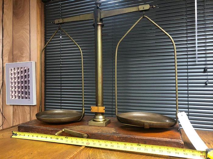 Used 2899-385 Antique H. Kohlbusch Balance Beam Scale with Set of Weights Circa 1890