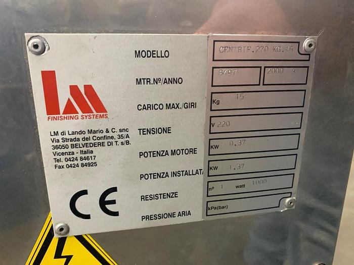 Used 4190-215 LM Finishing Systems Centrifugal Dryer Model 270, Made in Italy – NEW 2000