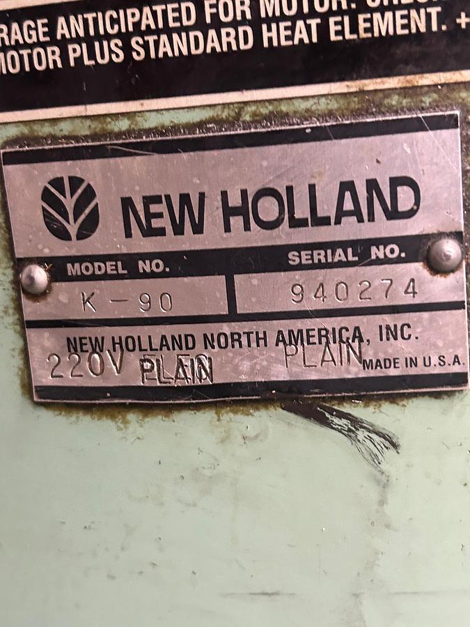 Used  New Holland Model K-90 18″ x 18″ Centrifugal Dryer / Chip Wringer