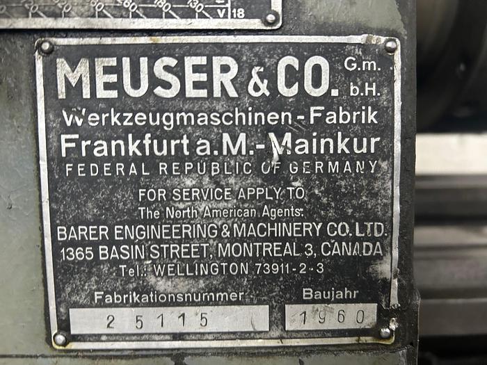 Used Meuser & Co. 18" x 26" - 68″ Gap Bed, Tool Room Engine Lathe, Inch / Metric