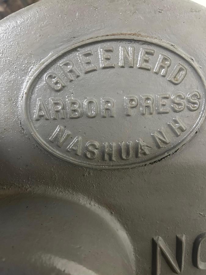 Used Greenerd #3 Hand Operated Arbor Press on H.D. Cast Iron Stand