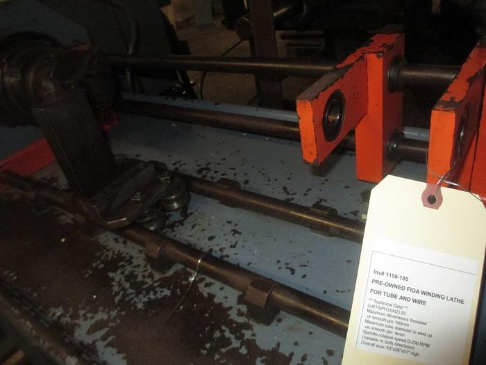 Used 1159-105 FIOA WINDING / WINDER LATHE FOR TUBE AND WIRE / LINK MAKING