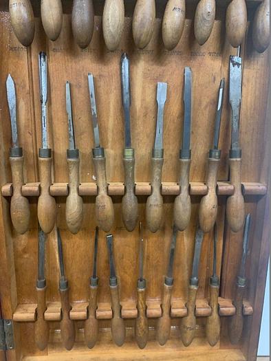 Used 5986-385 Antique Holtzapffel & Co Ornamental Lathe 54 Turning Tools Chisel Set, London