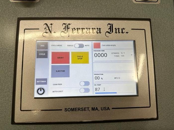 N Ferrara Model HY800T 800-Ton Hydraulic Coining Press