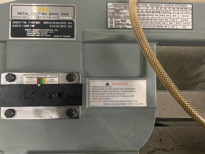 Used 5972-600 Enco 7″ x 12″ Manual Combo Horizontal & Vertical Bandsaw, Coolant System, New 2004