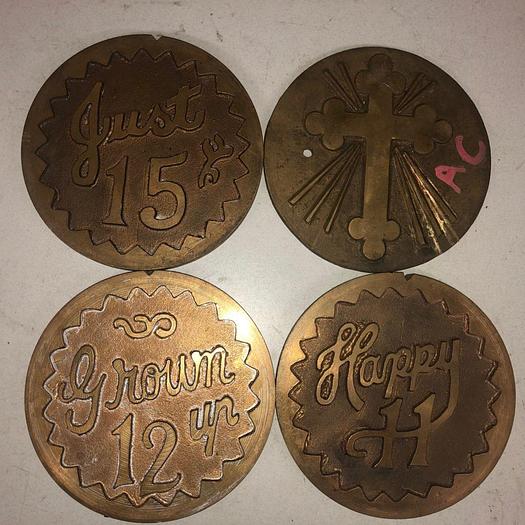 Used 3507-700 Assorted Group Lot of 50 Antique Mixed Master Brocading Templates – Bronze and Brass Material